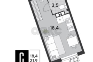 Фото №1: Студия 21&nbsp;м², 4/18&nbsp;эт. - Краснодар, мкр. Парк Победы, 