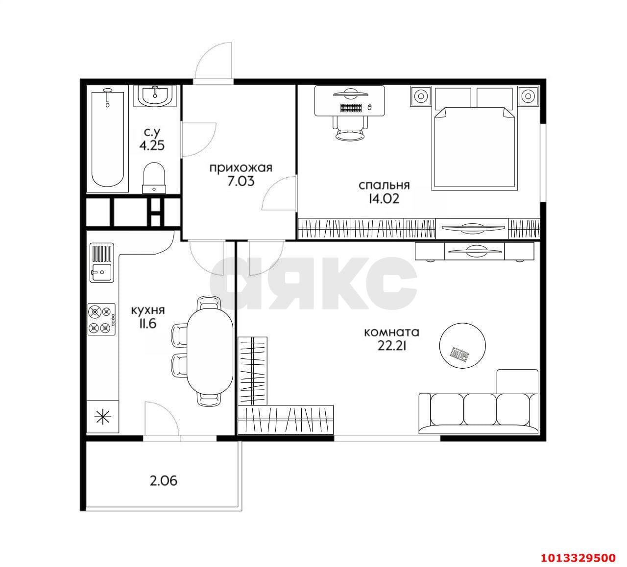 Фото №7: 2-комнатная квартира 60 м² - Знаменский, Родные Просторы, ул. Природная, 10Б