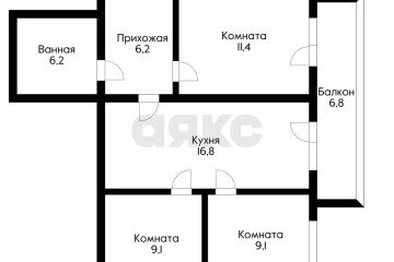 Фото №1: 3-комнатная квартира 58 м² - Новая Адыгея, мкр. жилой комплекс Дарград, ул. Тургеневское шоссе, 33/1к7