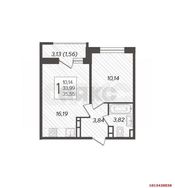 Фото №5: 1-комнатная квартира 35 м² - Краснодар, жилой комплекс Ural, ул. Уральская, 87/7