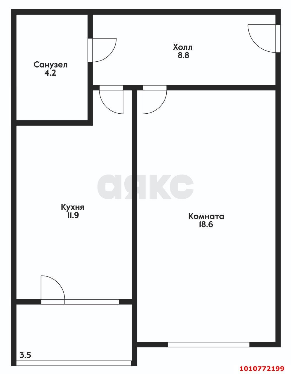 Фото №2: 1-комнатная квартира 48 м² - Краснодар, Музыкальный, ул. Агрохимическая, 136/1