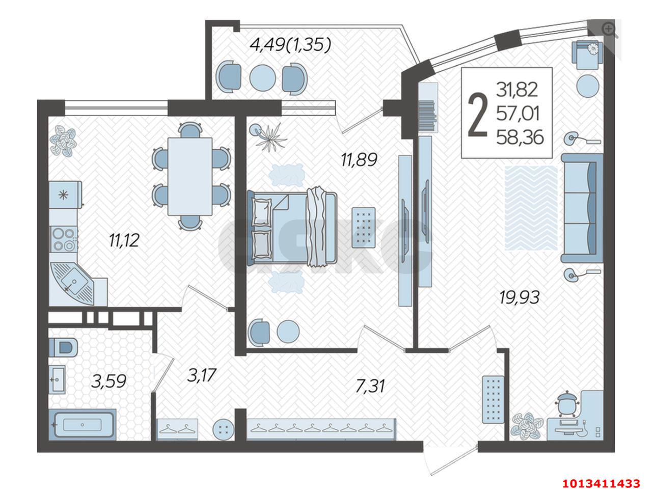 Фото №3: 2-комнатная квартира 64 м² - Краснодар, жилой комплекс Режиссёр, ул. Уральская, 100/8