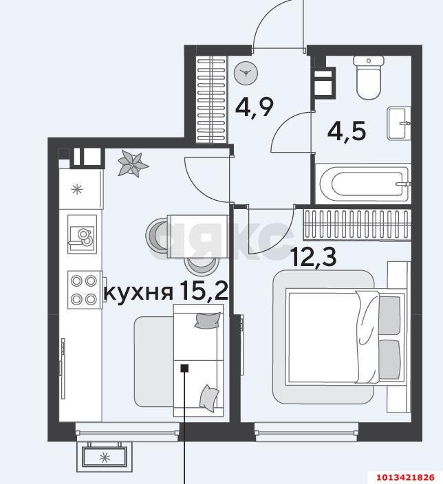 Фото №9: 1-комнатная квартира 36 м² - Краснодар, Парк Победы, 