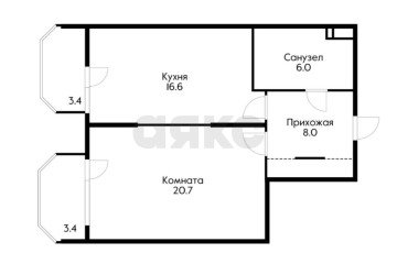 Фото №3: 1-комнатная квартира 60 м² - Краснодар, мкр. Центральный, ул. Березанская, 41