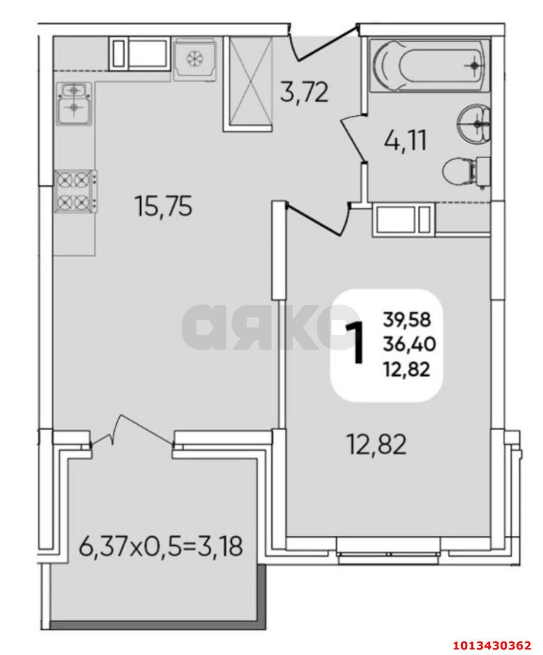 Фото №6: 1-комнатная квартира 36 м² - Краснодар, Любимово, 18/1