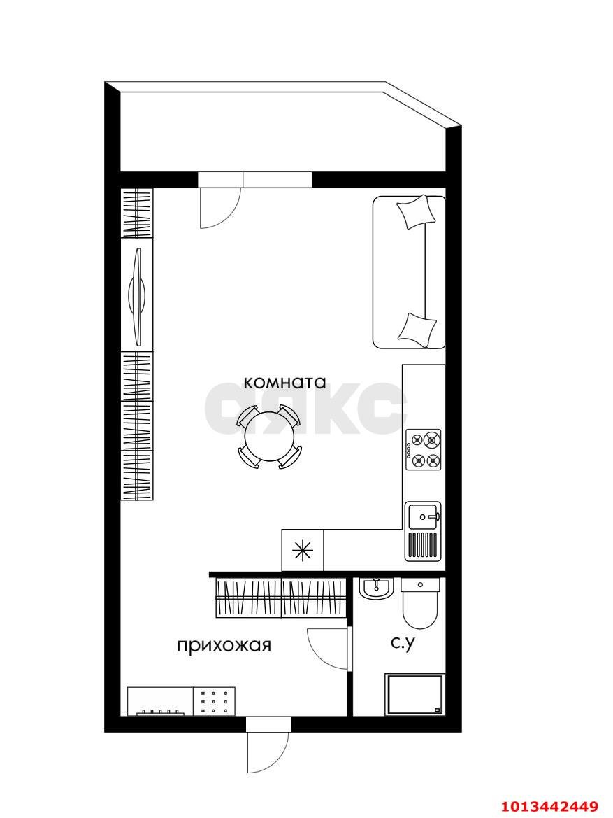 Фото №8: Студия 27 м² - Краснодар, жилой комплекс Видный, ул. Командорская, 3к2