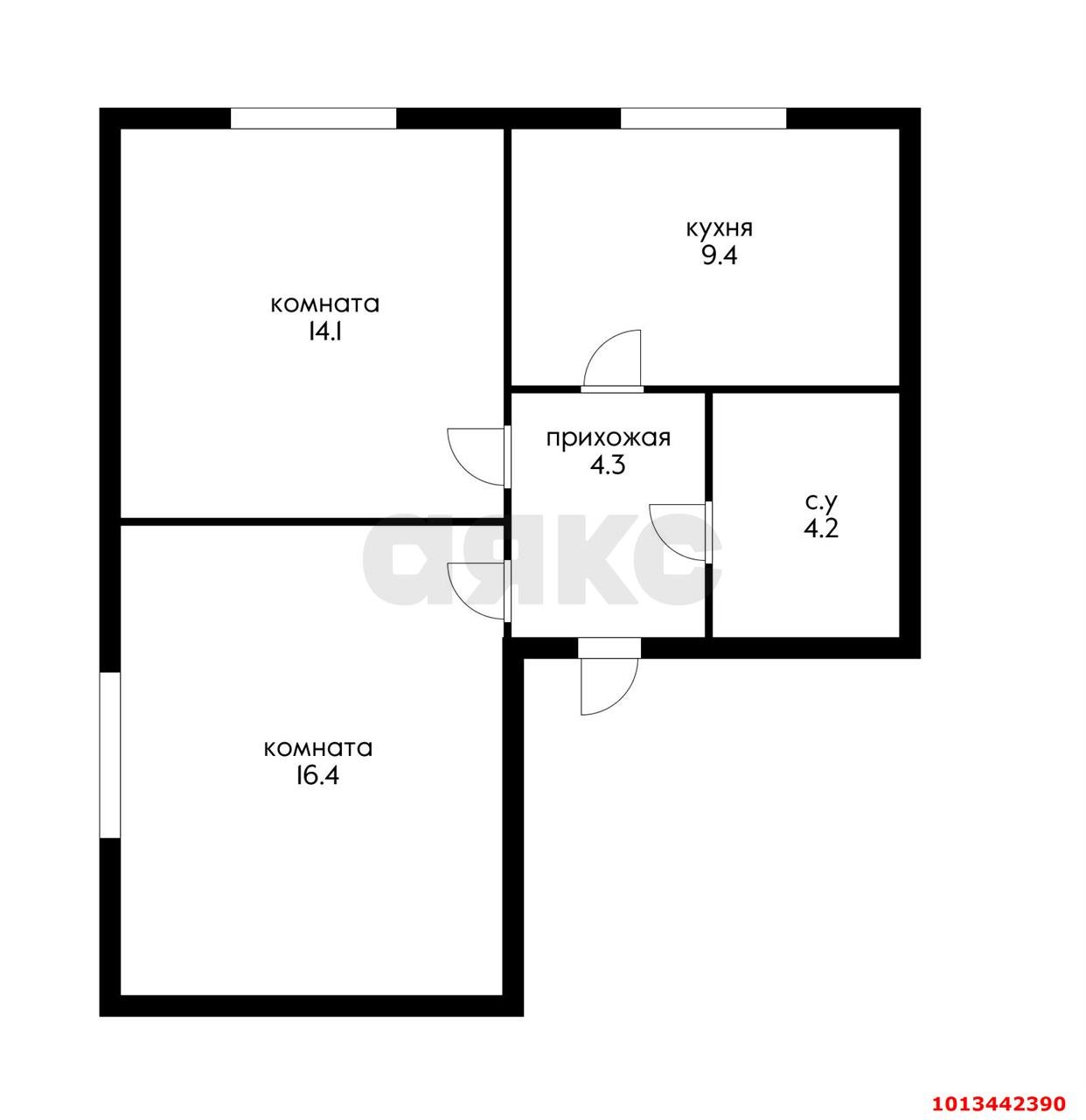 Фото №6: 2-комнатная квартира 48 м² - Яблоновский, жилой комплекс Солнечный, ул. Солнечная, 43Ак2