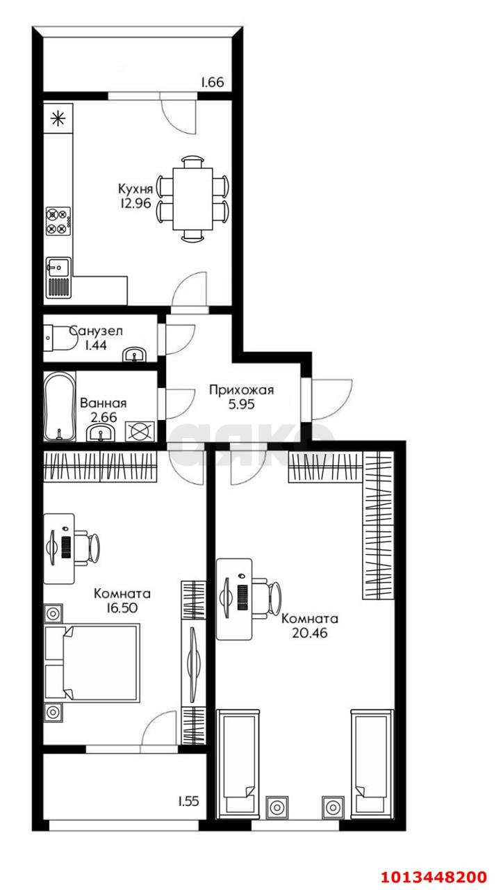 Фото №6: 2-комнатная квартира 66 м² - Краснодар, Славянский, ул. Заполярная, 39к5