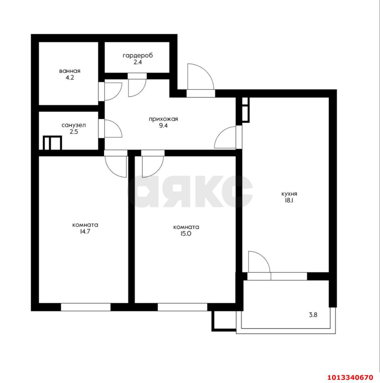 Фото №2: 2-комнатная квартира 70 м² - Краснодар, имени Демьяна Бедного, пр-д 1-й Лиговский, 9