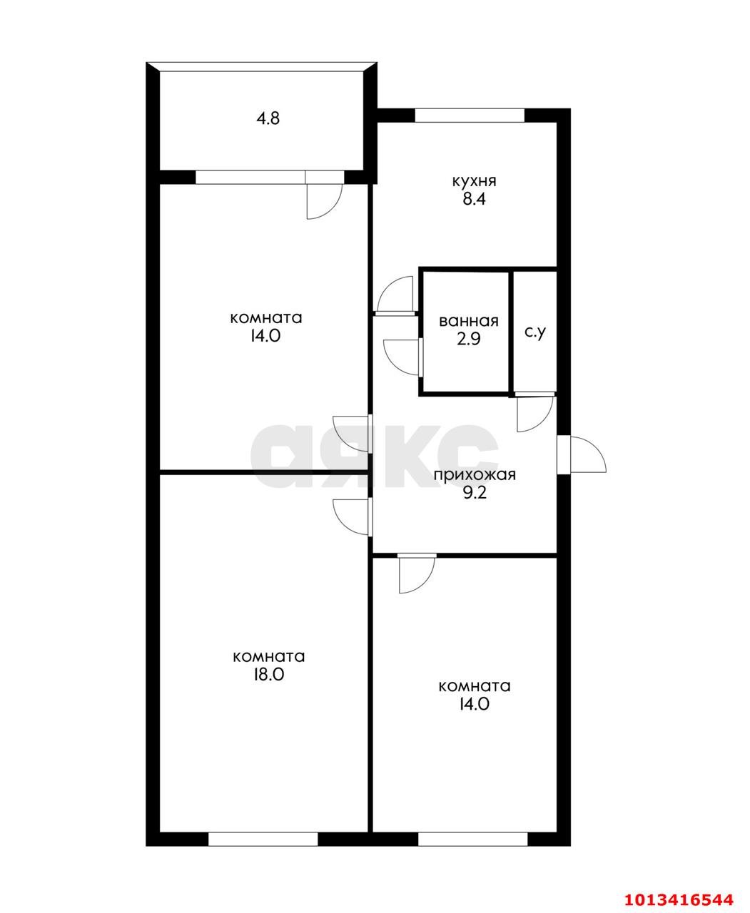Фото №14: 2-комнатная квартира 67&nbsp;м², 4/16&nbsp;эт. - Сочи, Лазаревский, ж/р Лазаревское, пер. Павлова, 14
