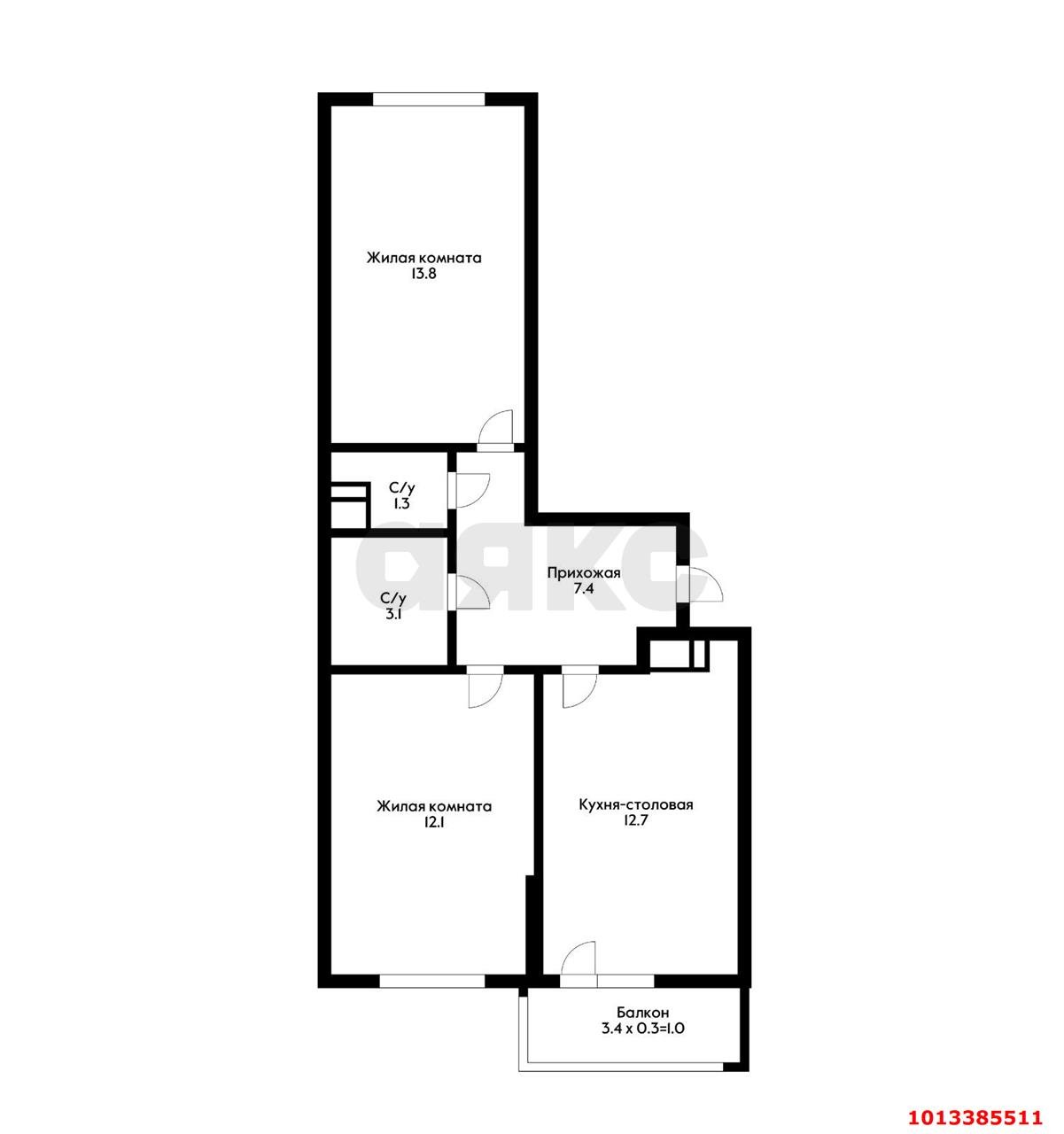 Фото №2: 2-комнатная квартира 54 м² - Краснодар, жилой комплекс Ракурс, ул. имени Героя Ростовского, 8