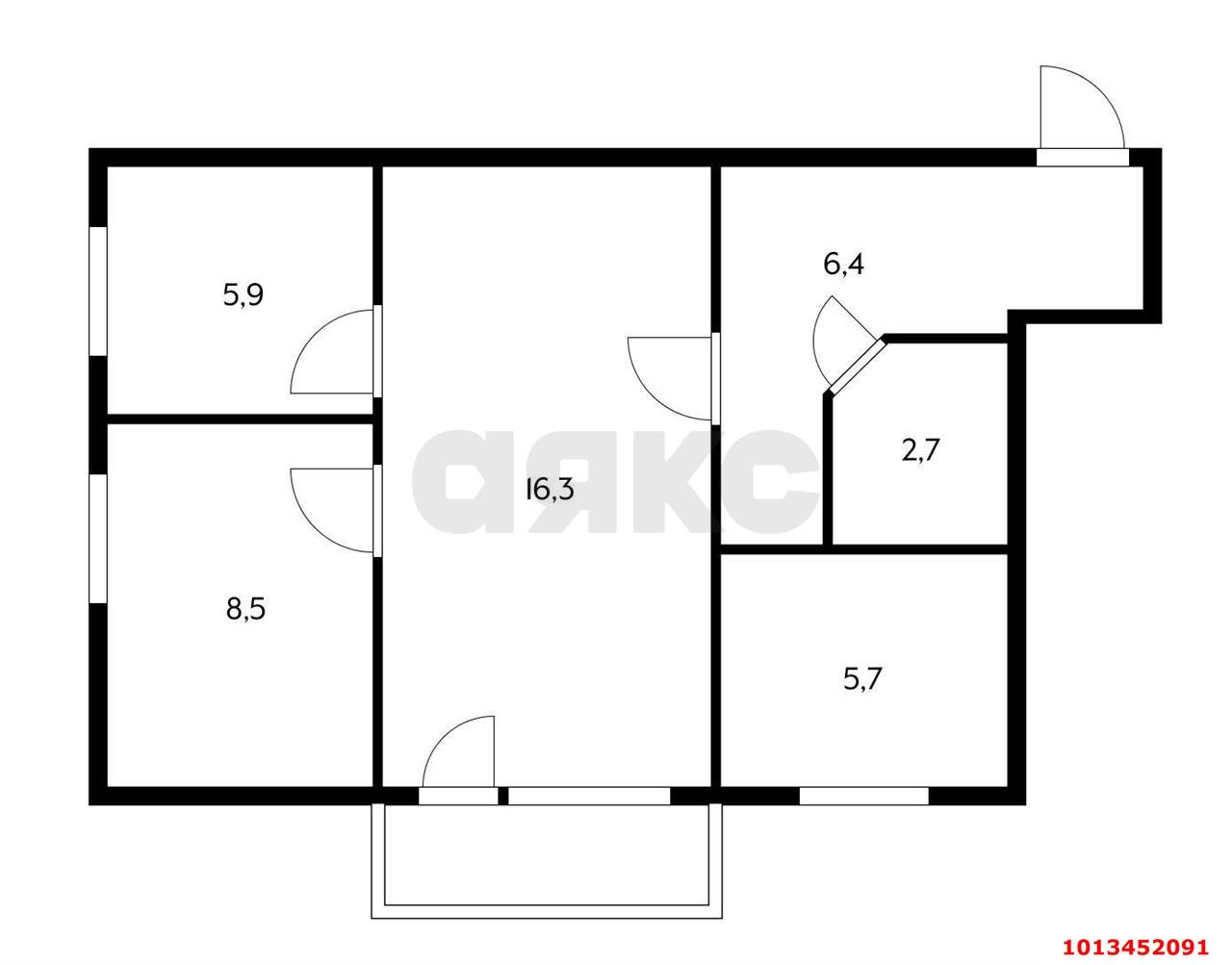 Фото №15: 3-комнатная квартира 45 м² - Краснодар, 9-й километр, пр-д Полевой, 11