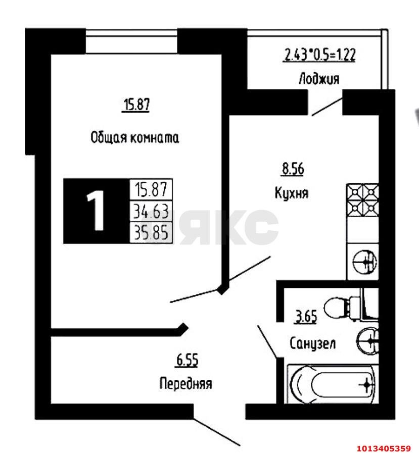 Фото №5: 1-комнатная квартира 35 м² - Пригородный, жилой комплекс Фруктовый Сад, ул. Софийская, 1