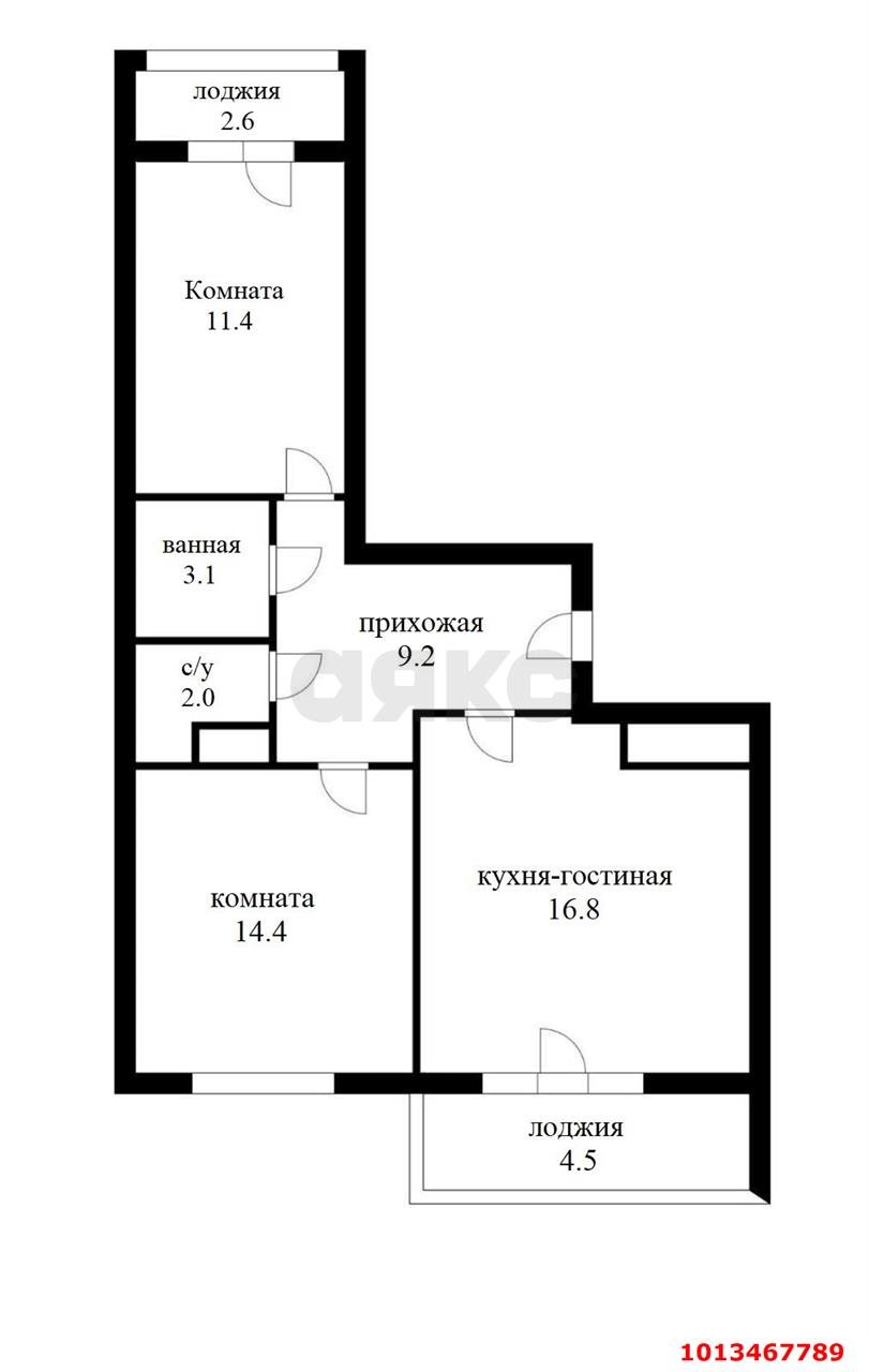 Фото №12: 2-комнатная квартира 63 м² - Краснодар, жилой комплекс Свобода, ул. Домбайская, 55к7