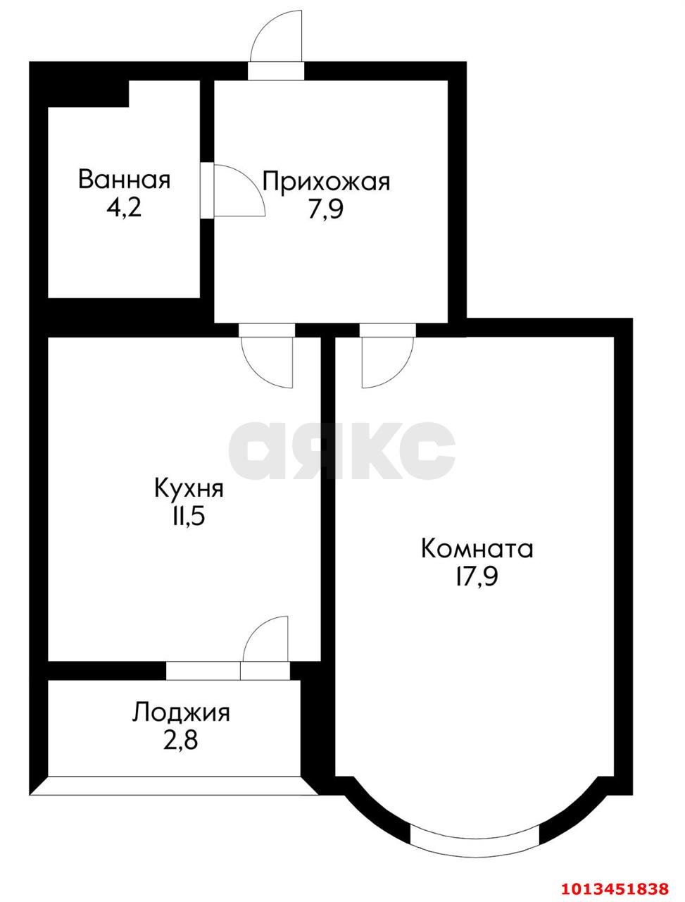 Фото №15: 1-комнатная квартира 43 м² - Краснодар, Школьный, ул. 9 Мая, 48/1к2