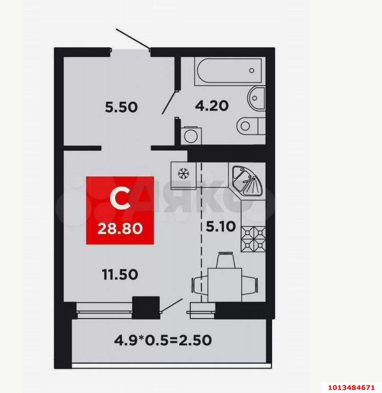 Фото №13: Студия 31&nbsp;м², 10/16&nbsp;эт. - Краснодар, Прикубанский внутригородской округ, мкр. ЖК Красная Площадь, ул. Конгрессная, 19/3