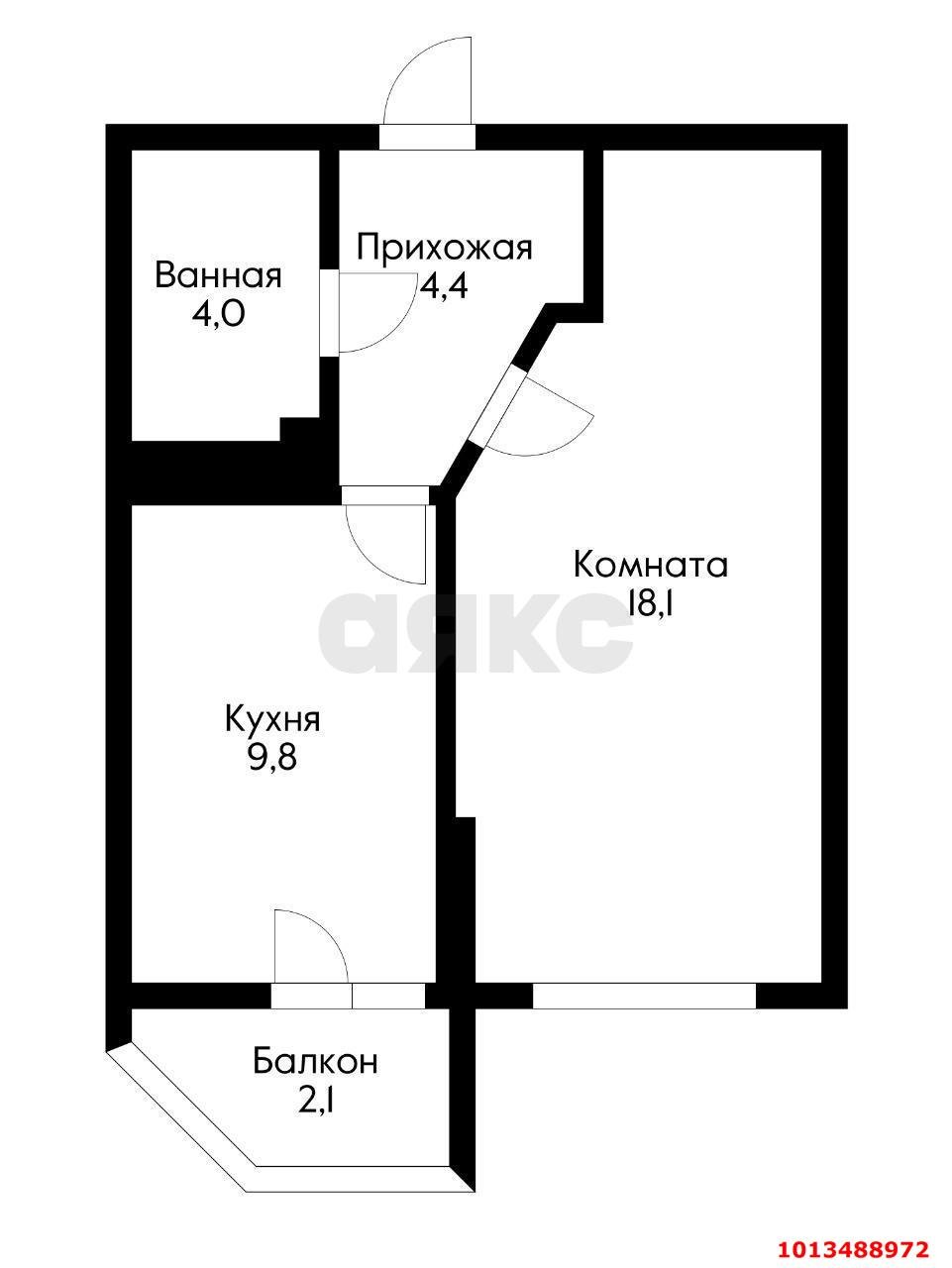 Фото №10: 1-комнатная квартира 38 м² - Краснодар, жилой комплекс Видный, ул. Командорская, 3к2