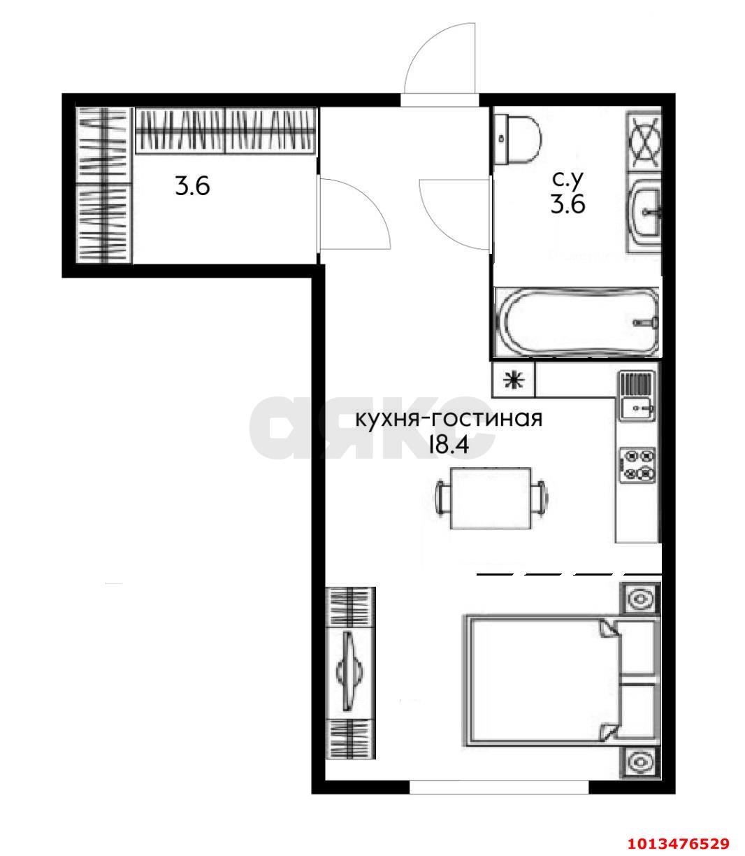 Фото №7: Студия 25 м² - Краснодар, Парк Победы, 