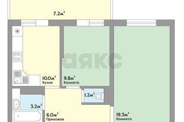 Фото №4: 2-комнатная квартира 55 м² - Краснодар, мкр. Камвольно-суконный Комбинат, ул. Магистральная, 11