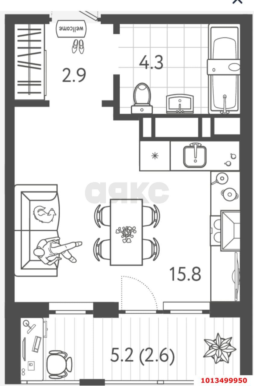 Фото №5: Студия 28 м² - Краснодар, жилой комплекс Все Свои, ул. Колхозная, 5к8