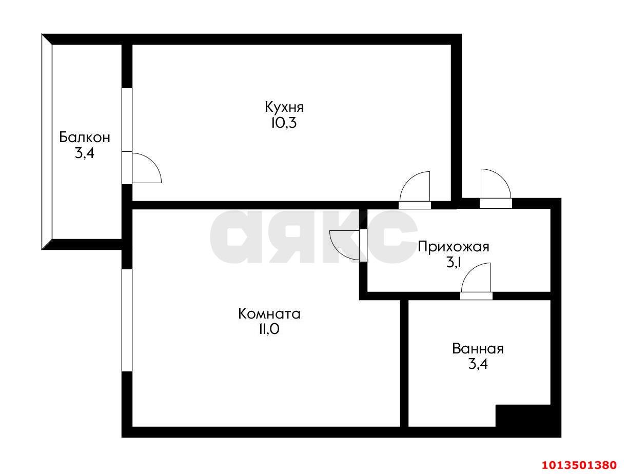 Фото №7: 1-комнатная квартира 27 м² - Новая Адыгея, жилой комплекс Мята, ул. Бжегокайская, 23/1Ак1