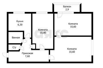 Фото №2: 3-комнатная квартира 55 м² - Краснодар, мкр. Западный внутригородской округ, ул. Фёдора Лузана, 15