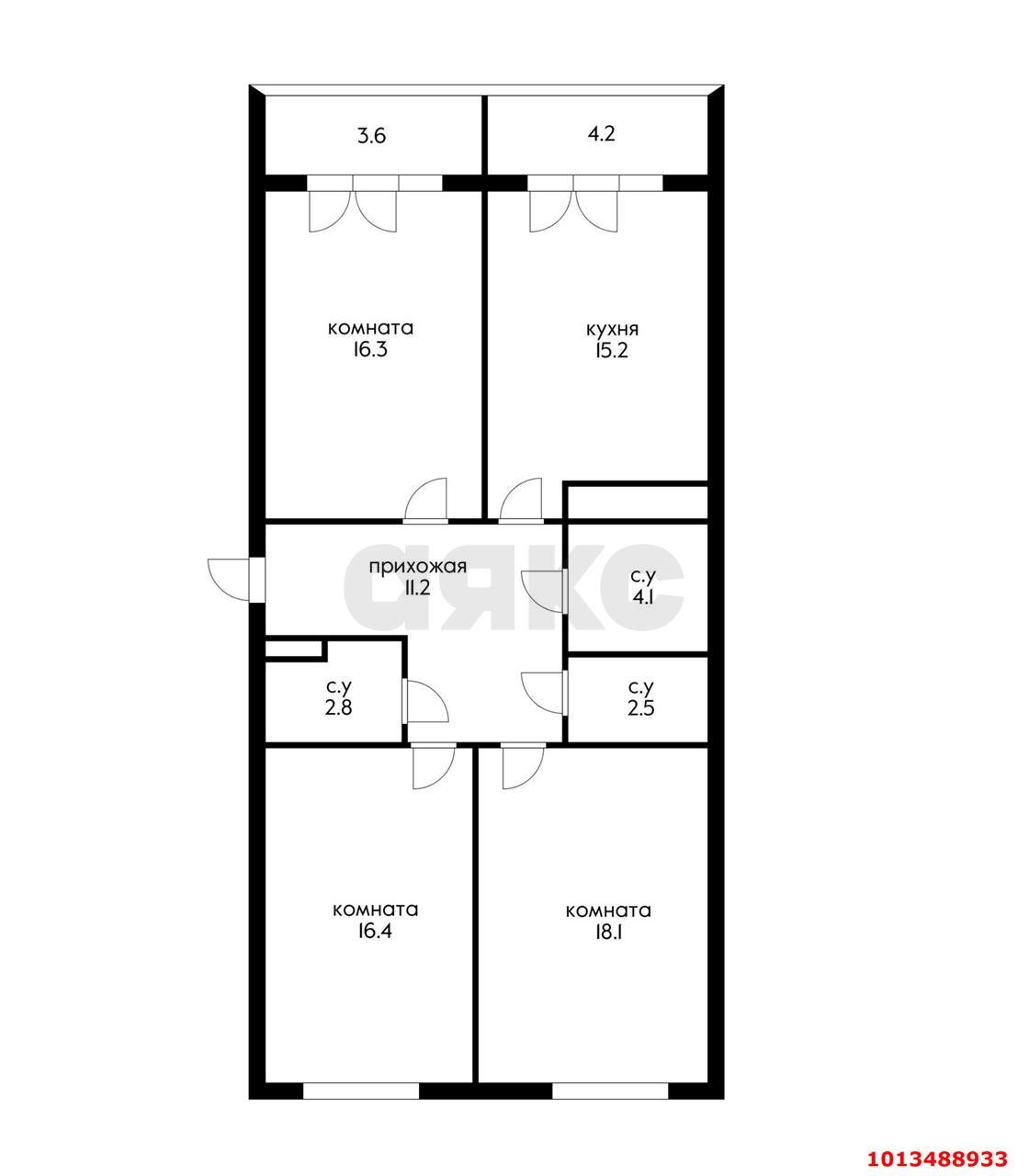 Фото №4: 3-комнатная квартира 93 м² - Краснодар, жилой комплекс Все Свои, ул. Колхозная, 5к4