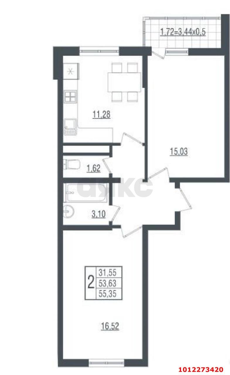 Фото №7: 2-комнатная квартира 58 м² - Краснодар, жилой комплекс Сограт, ул. Красных Партизан, 4/15