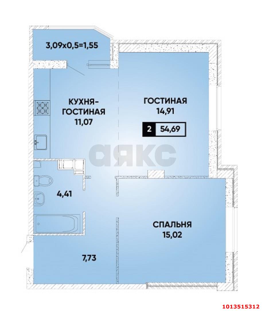 Фото №13: Студия 22 м² - Краснодар, жилой комплекс Свобода, ул. Домбайская, 55к5