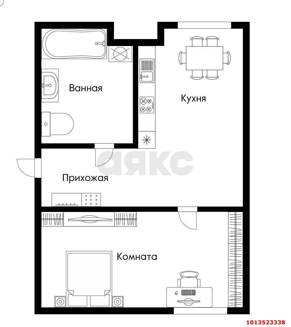 Фото №9: 1-комнатная квартира 38 м² - Российский, Прикубанский внутригородской округ, ул. Атамана Бабыча, 11