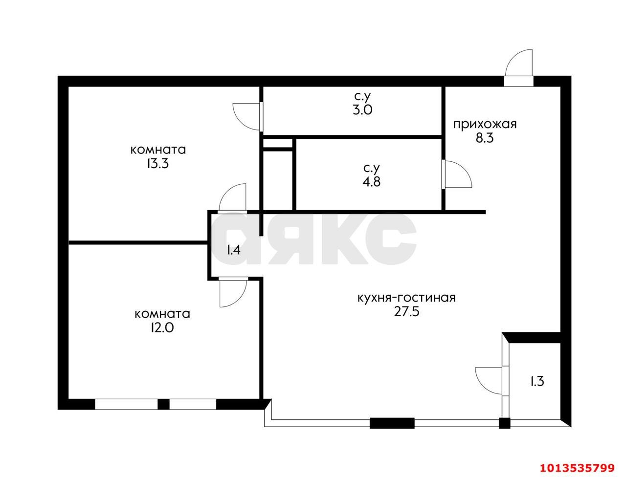 Фото №14: 2-комнатная квартира 76 м² - Краснодар, Центральный, ул. Будённого, 129