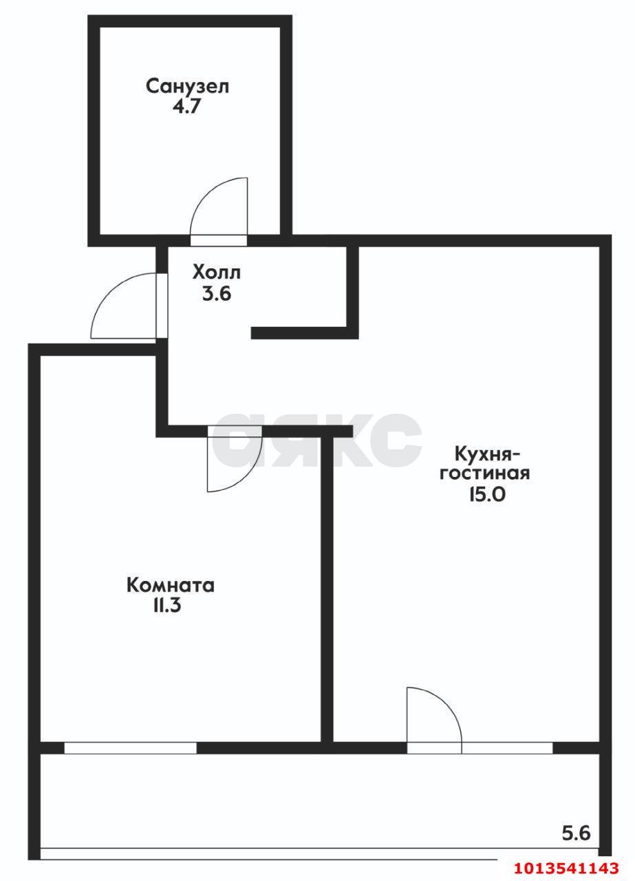 Фото №5: 1-комнатная квартира 40 м² - Новая Адыгея, жилой комплекс Мята, ул. Бжегокайская, 23/1Ак3