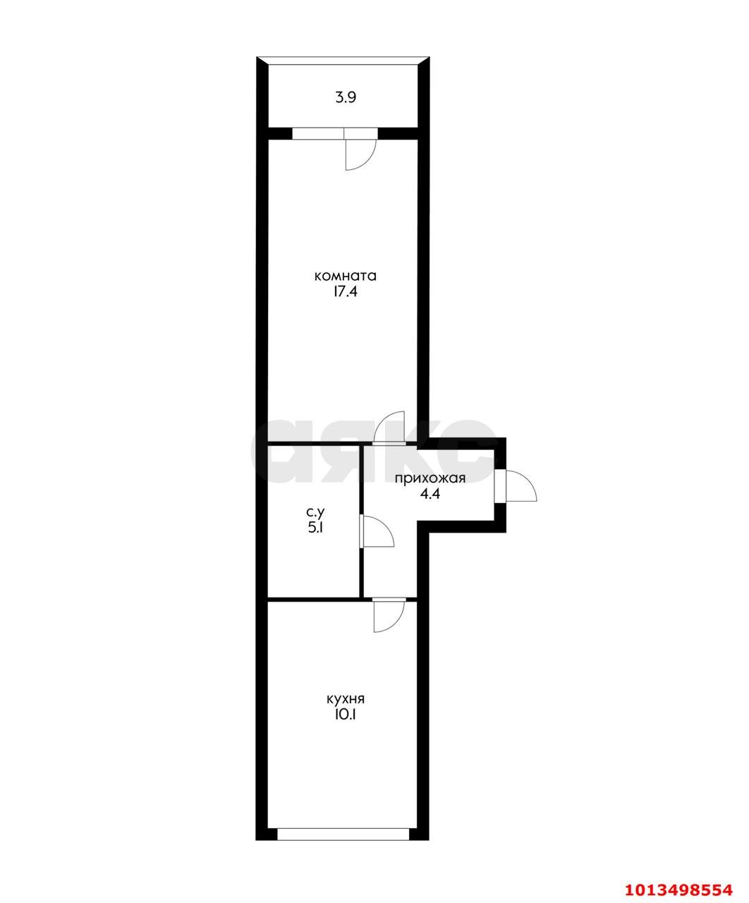 Фото №6: 1-комнатная квартира 46 м² - Краснодар, Музыкальный, ул. имени Сергея Есенина, 86