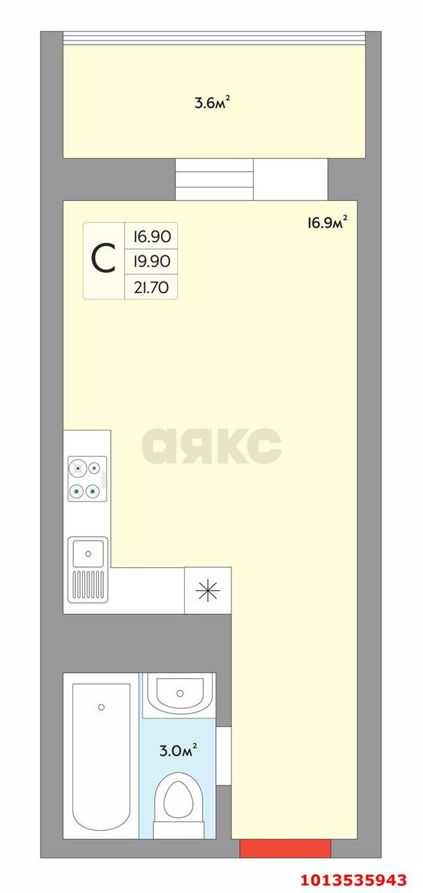 Фото №8: Студия 23 м² - Краснодар, жилой комплекс Радуга, ул. Евгении Жигуленко, 7к1