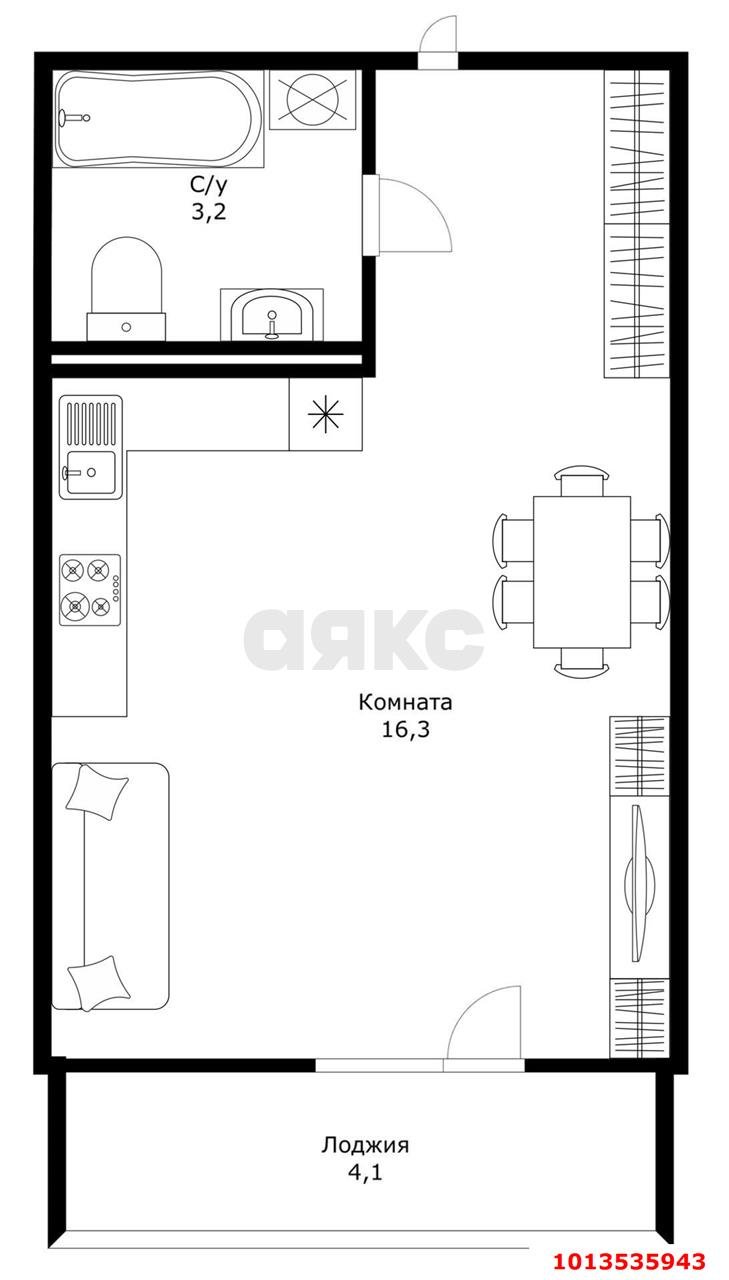 Фото №8: Студия 23 м² - Краснодар, жилой комплекс Радуга, ул. Евгении Жигуленко, 7к1