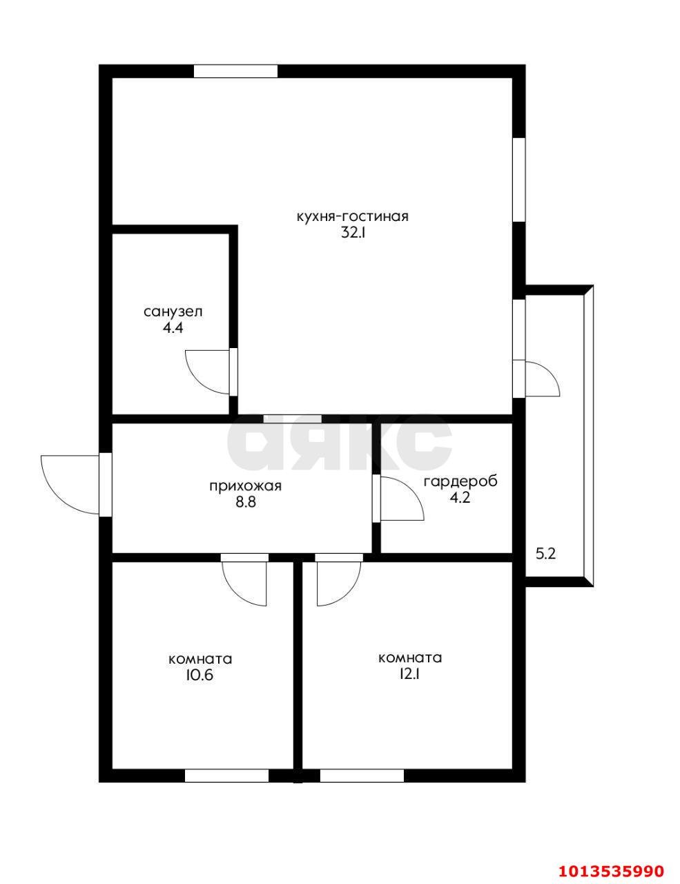 Фото №4: 3-комнатная квартира 73 м² - Краснодар, Авиагородок, ул. Авиагородок, 6