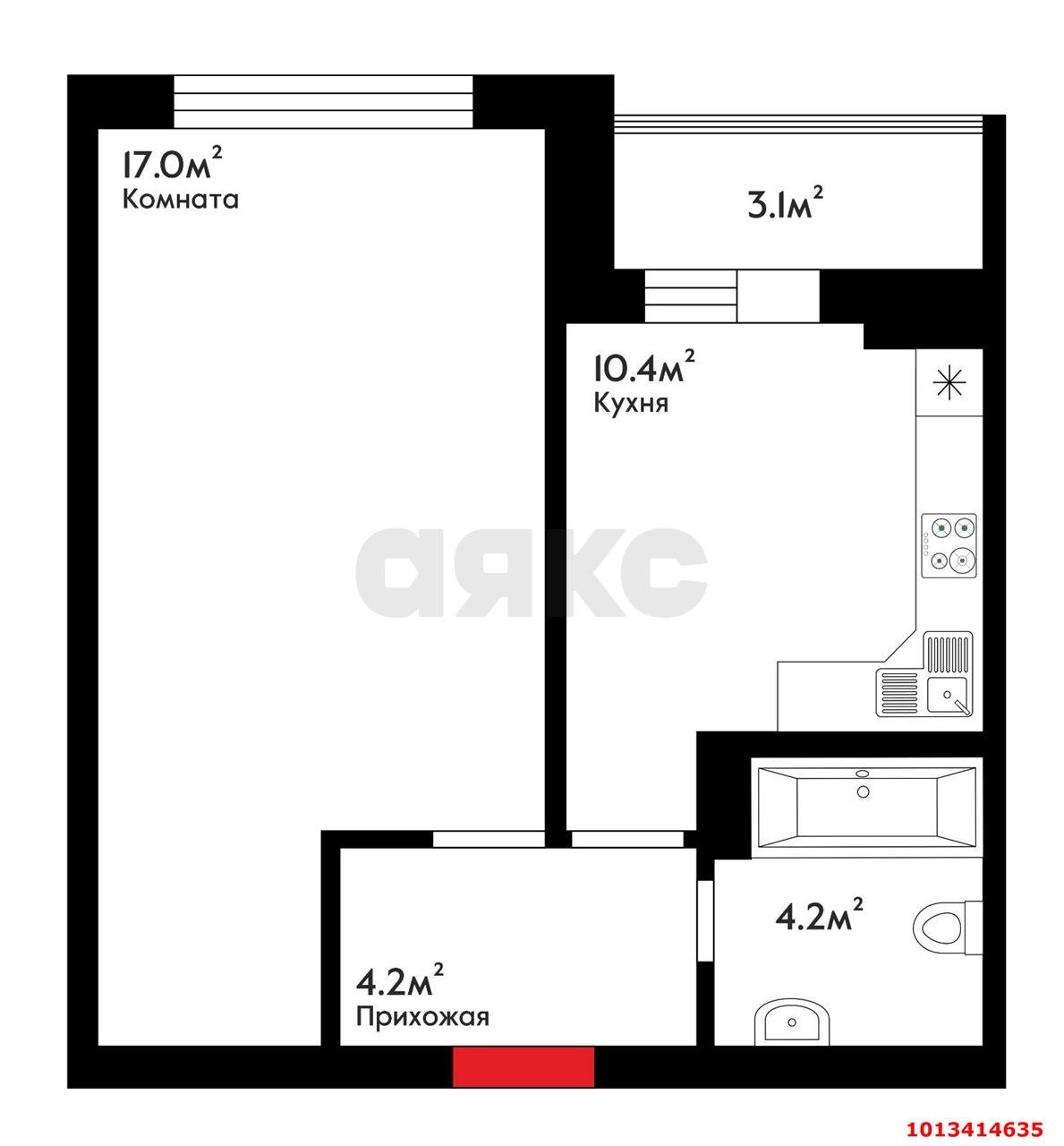 Фото №3: 1-комнатная квартира 44 м² - Краснодар, Почтовый, ул. Артезианская