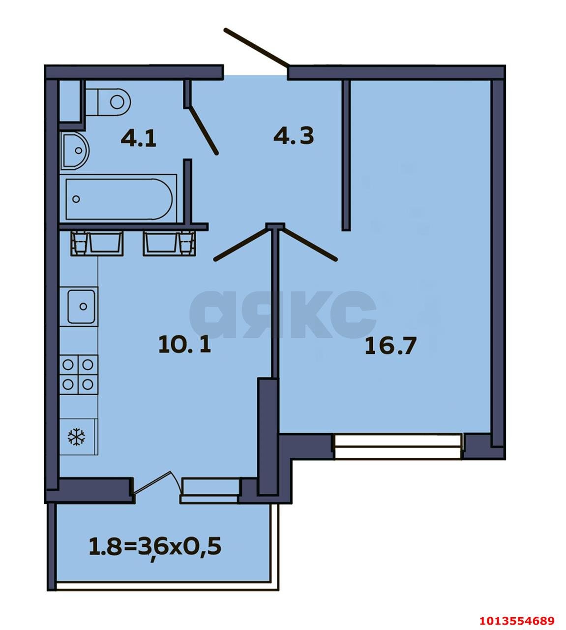 Фото №2: 1-комнатная квартира 37 м² - Краснодар, Почтовый, пр-кт имени писателя Знаменского, 34