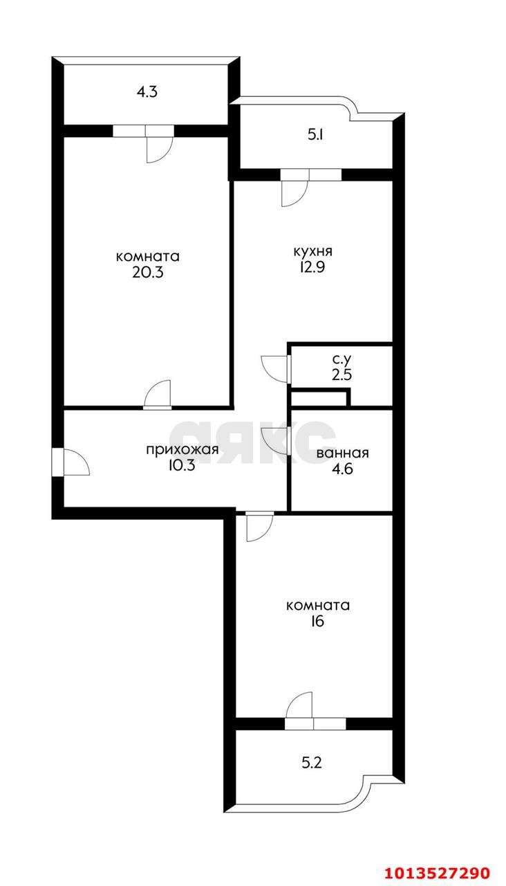 Фото №6: 2-комнатная квартира 66 м² - Краснодар, Завод Измерительных Приборов, ул. Карякина, 5к1