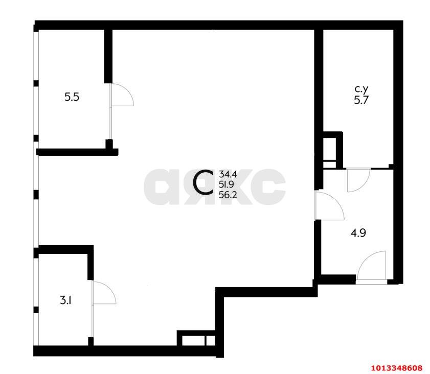 Фото №6: Студия 56 м² - Краснодар, жилой комплекс Самолёт, ул. Западный Обход, 39/2