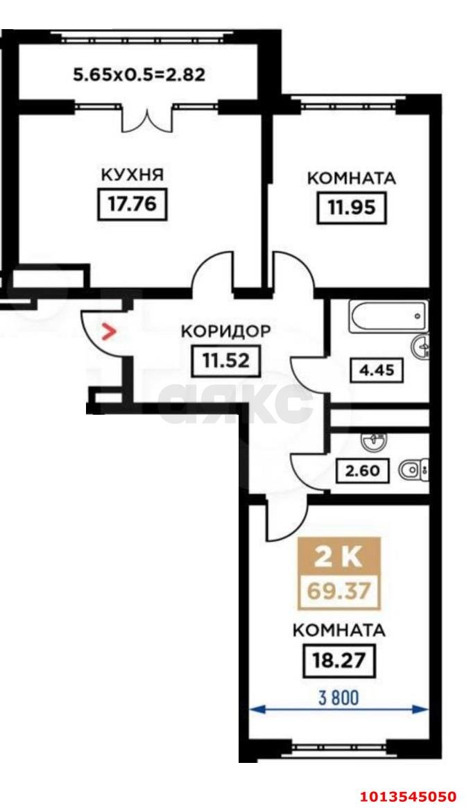 Фото №4: 2-комнатная квартира 80 м² - Краснодар, Школьный, ул. Школьная, 1