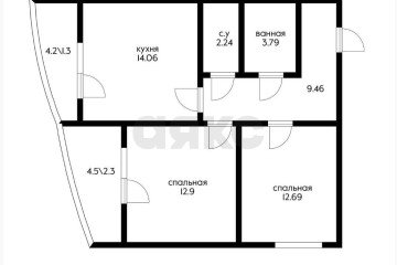 Фото №2: 2-комнатная квартира 57 м² - Краснодар, мкр. имени Петра Метальникова, ул. Петра Метальникова, 36