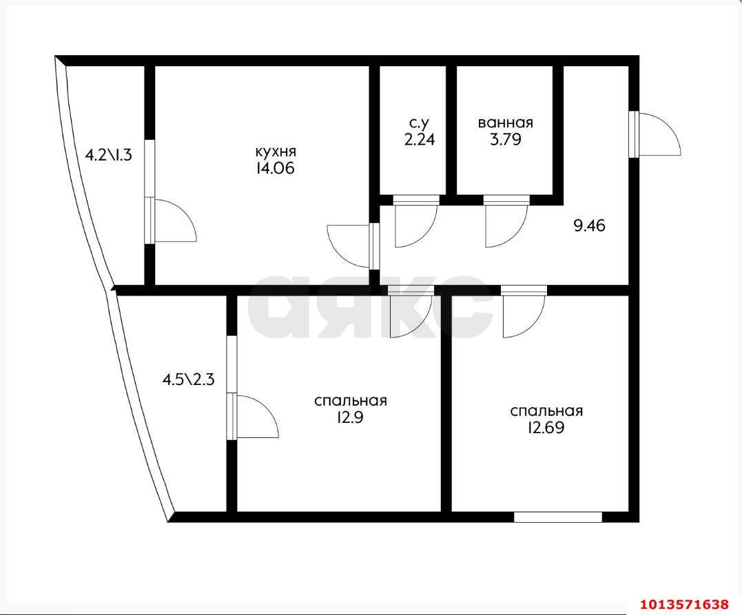 Фото №2: 2-комнатная квартира 57 м² - Краснодар, имени Петра Метальникова, ул. Петра Метальникова, 36