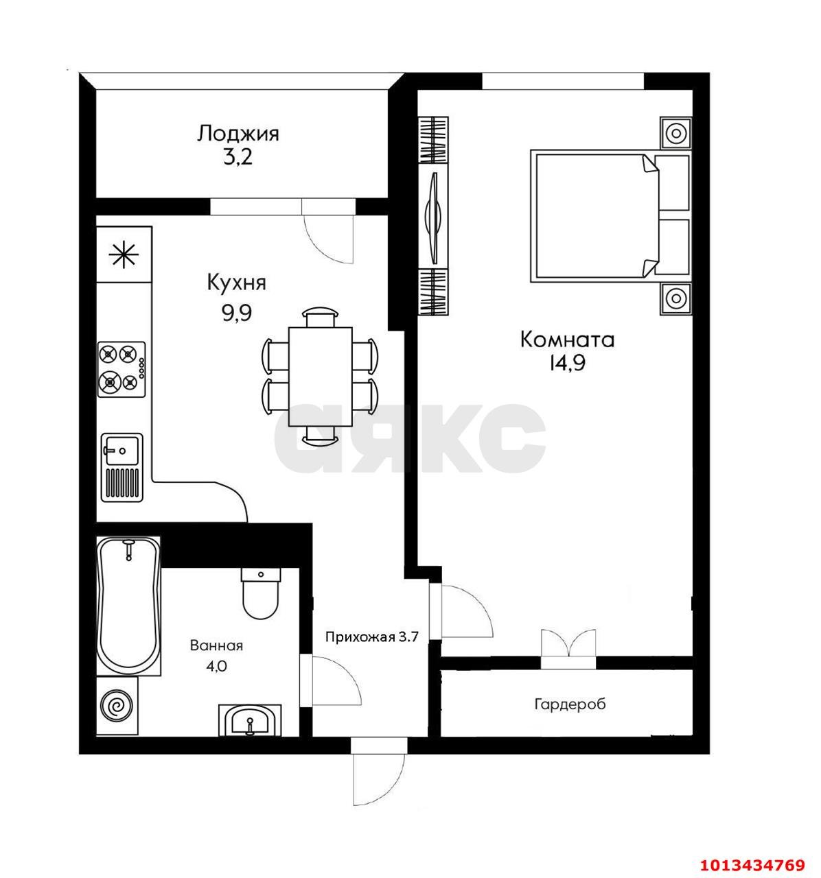 Фото №14: 1-комнатная квартира 36 м² - Краснодар, жилой комплекс Самолёт-2, ул. Западный Обход, 57к3