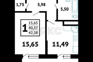 Фото №3: 1-комнатная квартира 42 м² - Новороссийск, р. Южный, 