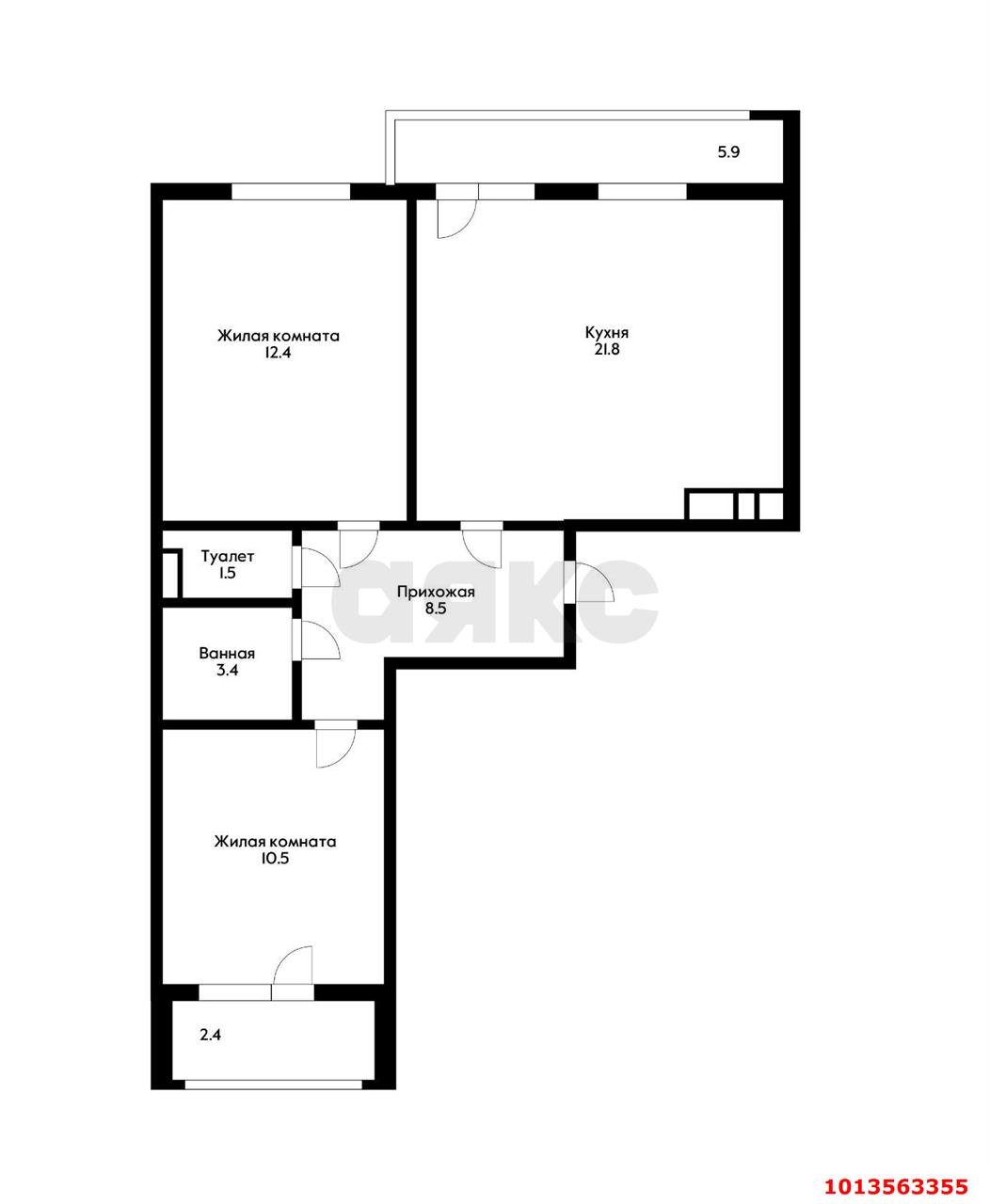 Фото №2: 2-комнатная квартира 58 м² - Краснодар, жилой комплекс Ракурс, ул. имени Героя Ростовского, 8к5