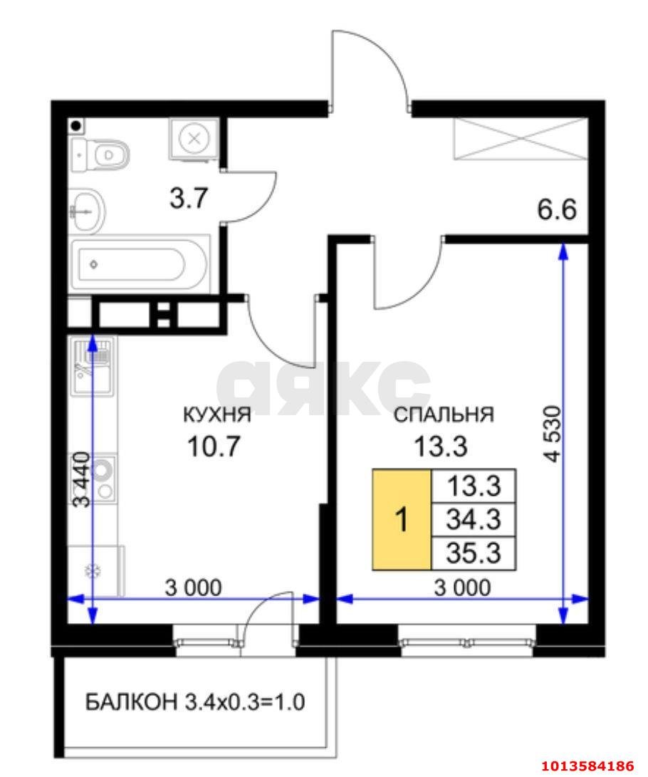 Фото №6: 1-комнатная квартира 38 м² - Краснодар, жилой комплекс Ракурс, ул. имени Героя Ростовского, 8к3