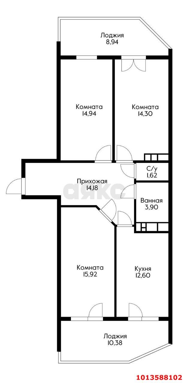 Фото №8: 3-комнатная квартира 77 м² - Краснодар, имени Петра Метальникова, ул. Цезаря Куникова, 24к3