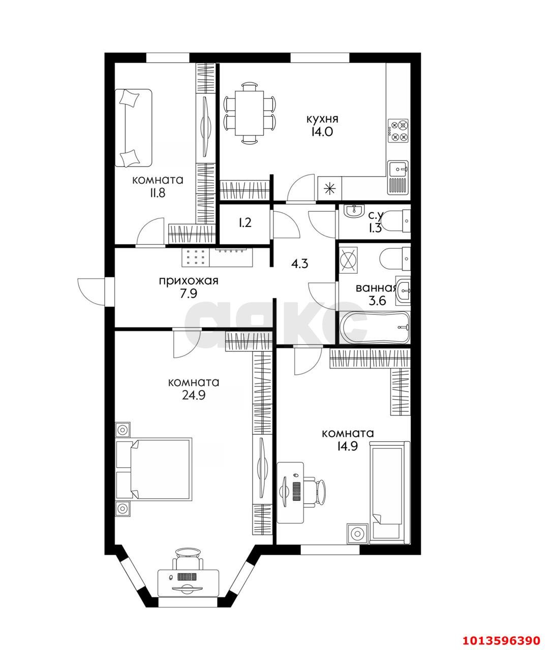 Фото №10: 3-комнатная квартира 83 м² - Краснодар, Западный внутригородской округ, ул. имени Дзержинского, 48