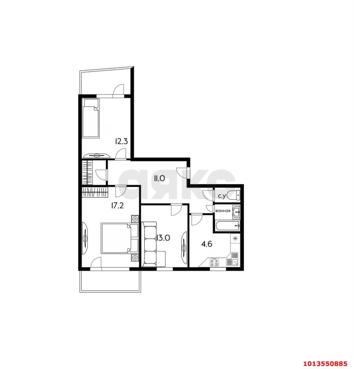 Фото №17: 3-комнатная квартира 73 м² - Краснодар, Комсомольский, ул. Уральская, 204